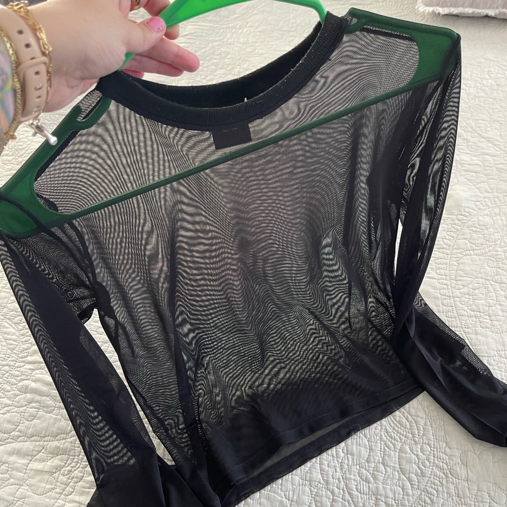 Tomboy Butterfly Sheer Black Mesh Top